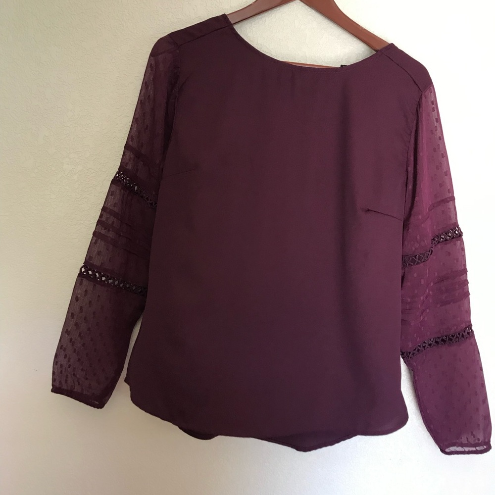 Chic Plum Sheer Sleeve Blouse NOWT